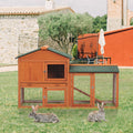 Large Wooden Rabbit Hutch Indoor And Outdoor Bunny Cage With A Removable Tray And A Waterproof Roof, Orange Red Orange Wood