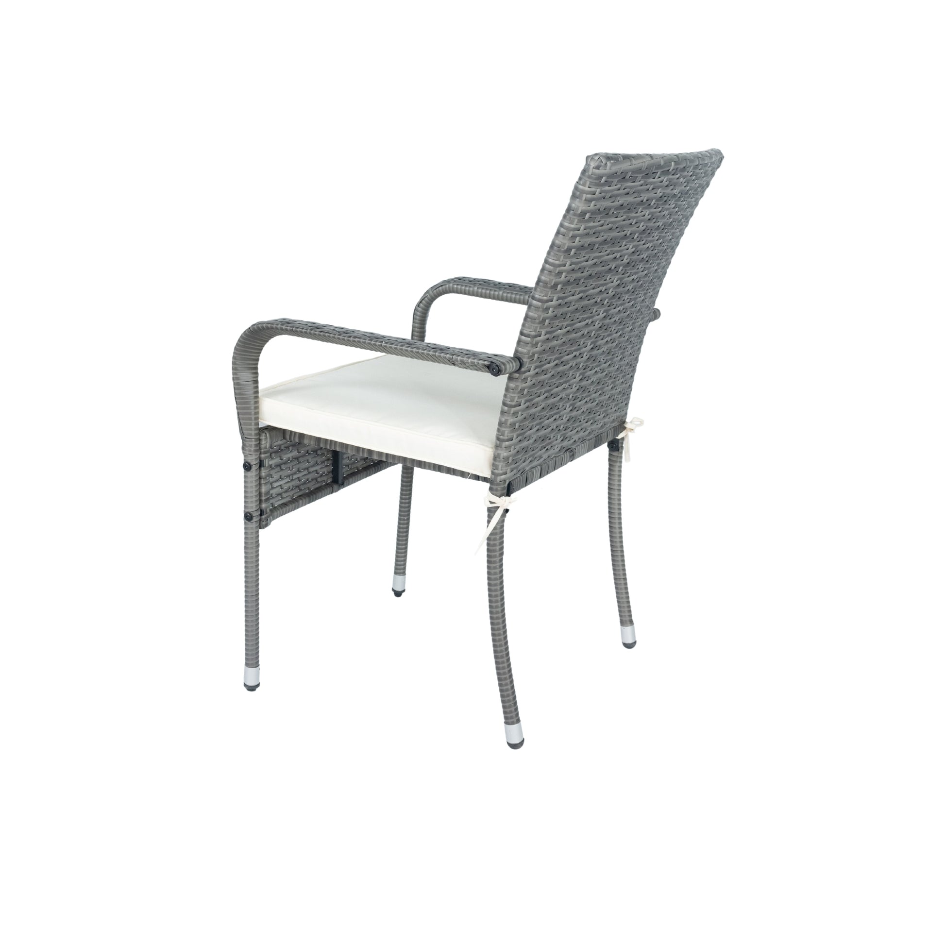 3 Piece Patio Wicker Conversation Set Grey Wicker White Cushion Yes Sectional Grey Rust Resistant Frame Mildew Resistant Cushion Garden & Outdoor Modern 2 Person Seating Group Fiber Foam Pads Rattan Metal