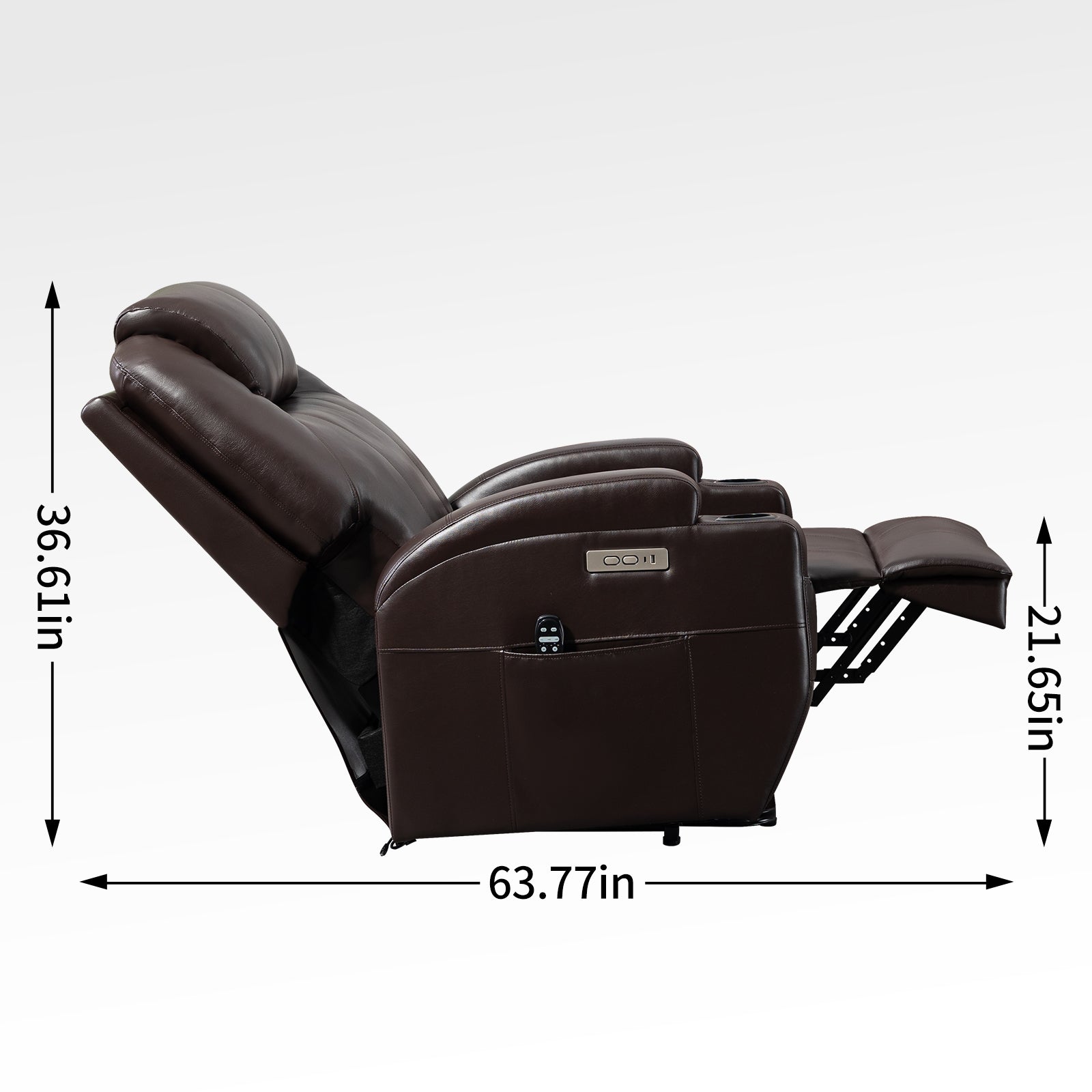 Up To 350Lbs Okin Motor Power Lift Recliner Chair For Elderly, Heavy Duty Motion Mechanism With 8 Point Vibration Massage And Lumbar Heating, Two Cup Holders And Usb Charge Port, Brown White Metal Primary Living Space Heavy Duty Pine Brown Faux Leather