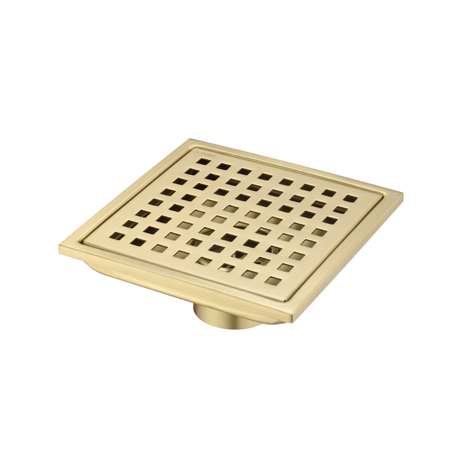 6 Inch Grid Shower Floor Drain Brushed Gold Stainless Steel