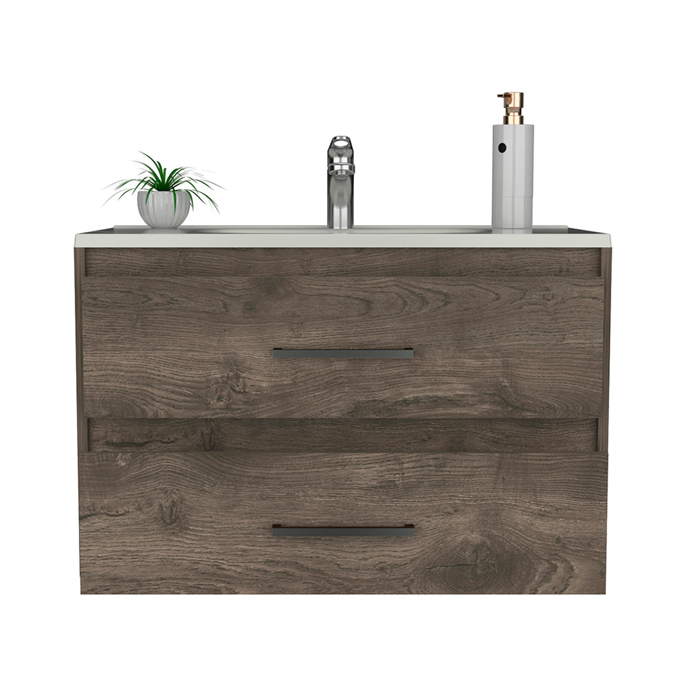 Wall Mounted Bathroom Vanity Alma, Bathroom, Dark Brown White Dark Brown Particle Board Particle Board