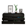 6 Drawer Double Dresser Tronx, Bedroom, Black Black Particle Board Particle Board