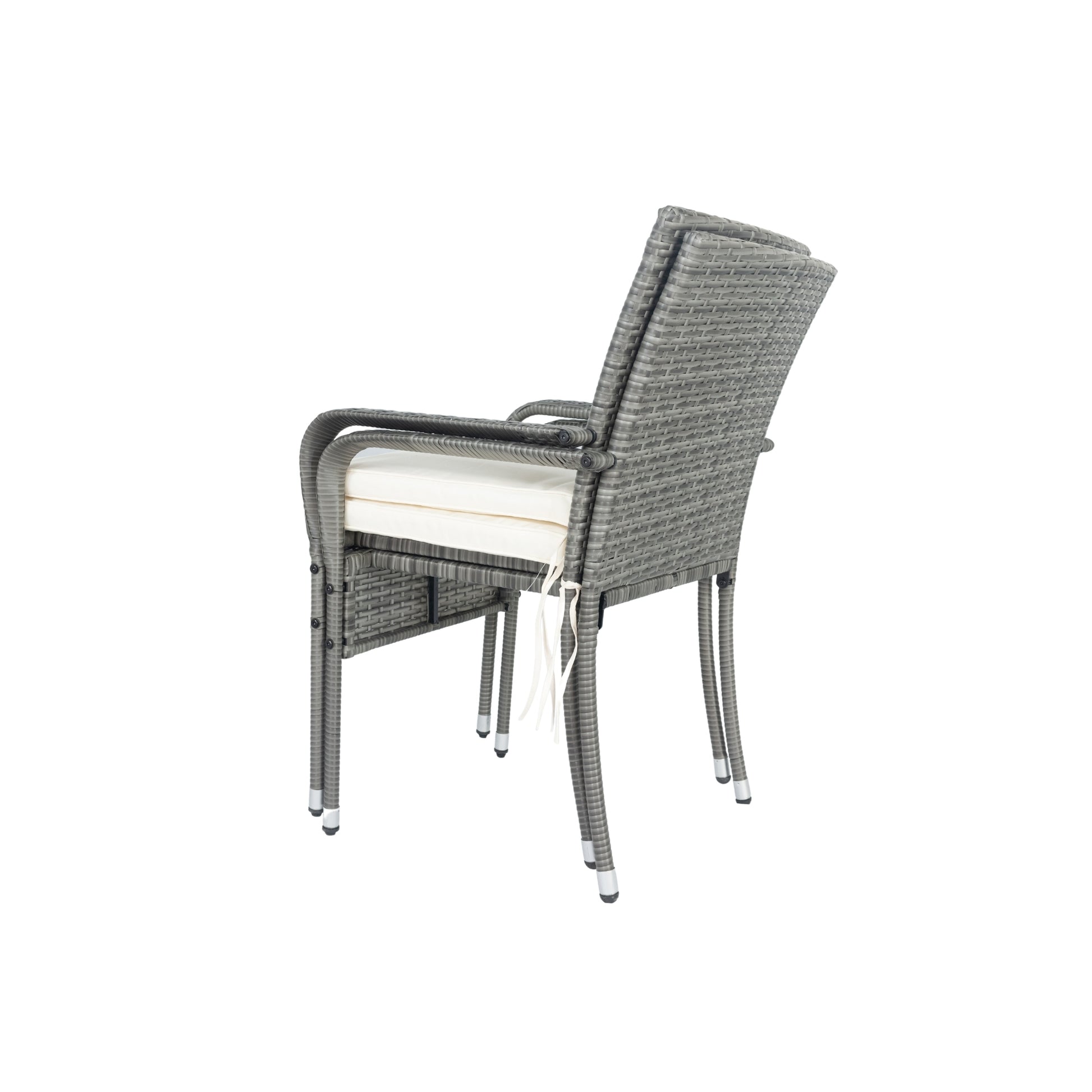 3 Piece Patio Wicker Conversation Set Grey Wicker White Cushion Yes Sectional Grey Rust Resistant Frame Mildew Resistant Cushion Garden & Outdoor Modern 2 Person Seating Group Fiber Foam Pads Rattan Metal