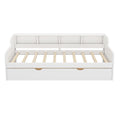 Twin Size Wooden Day Bed With Trundle For Guest Room, Small Bedroom, Study Room, White Box Spring Not Required Twin White Wood White Pine Daybeds Solid Wood Mdf