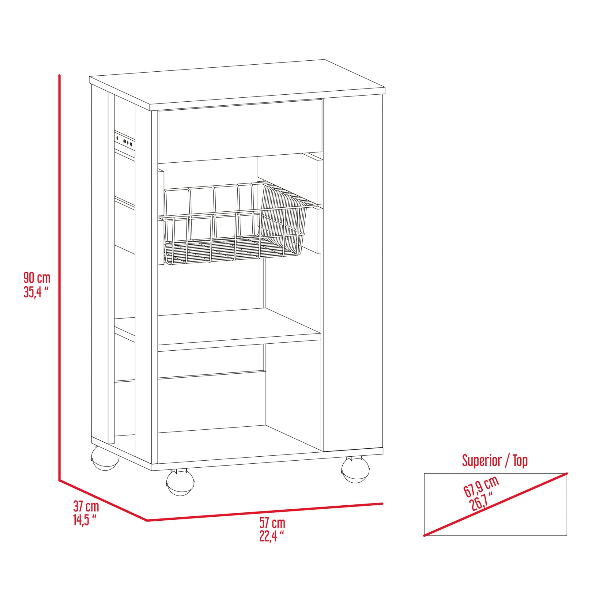 Kitchen Cart Sonex, Kitchen, Black Light Oak Light Oak Particle Board Particle Board