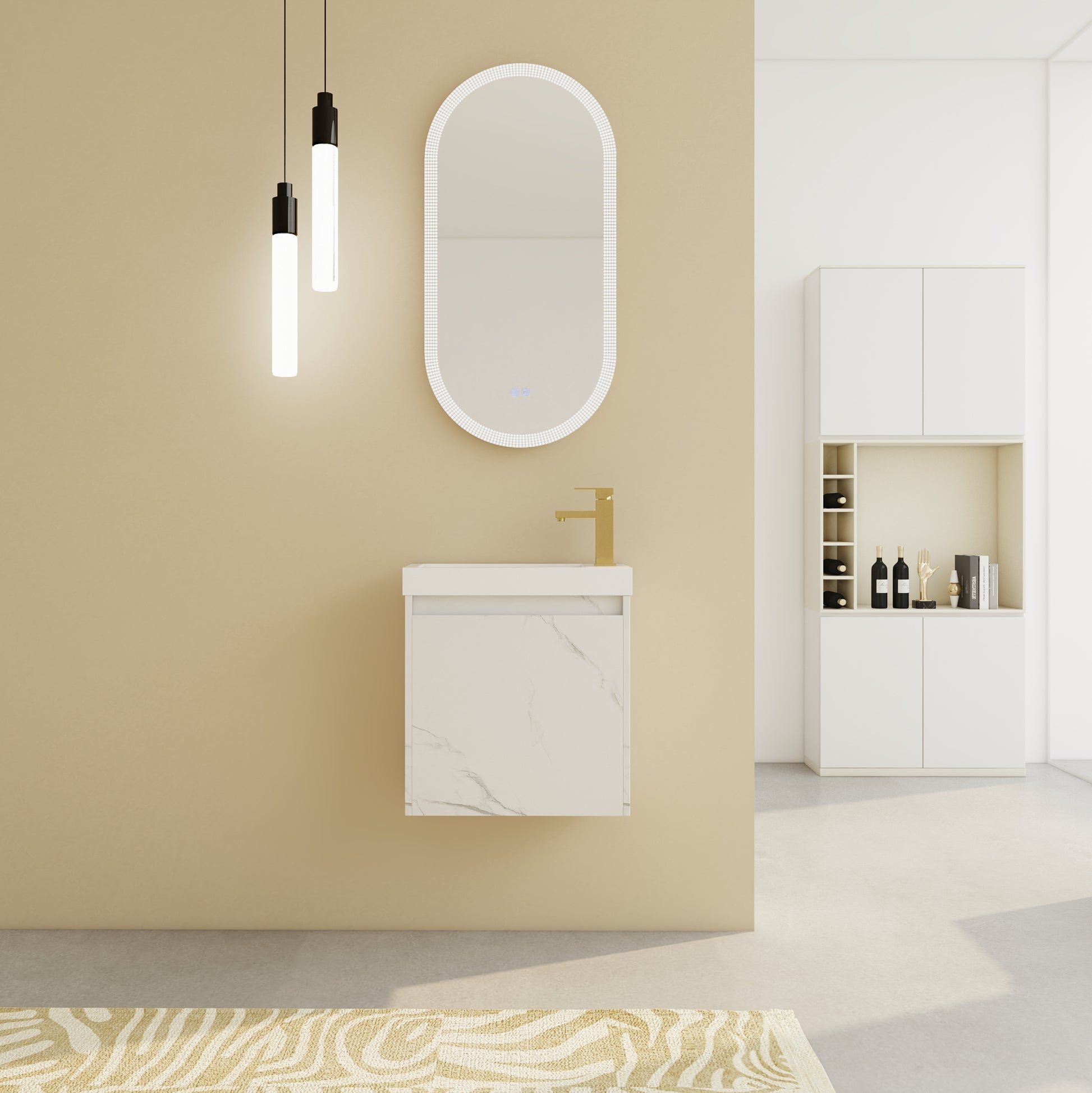 20'' Floating Wall Mounted Bathroom Vanity With Resin Sink & Soft Close Cabinet Door White 1 1 Soft Close Doors Bathroom Wall Mounted Modern Plywood