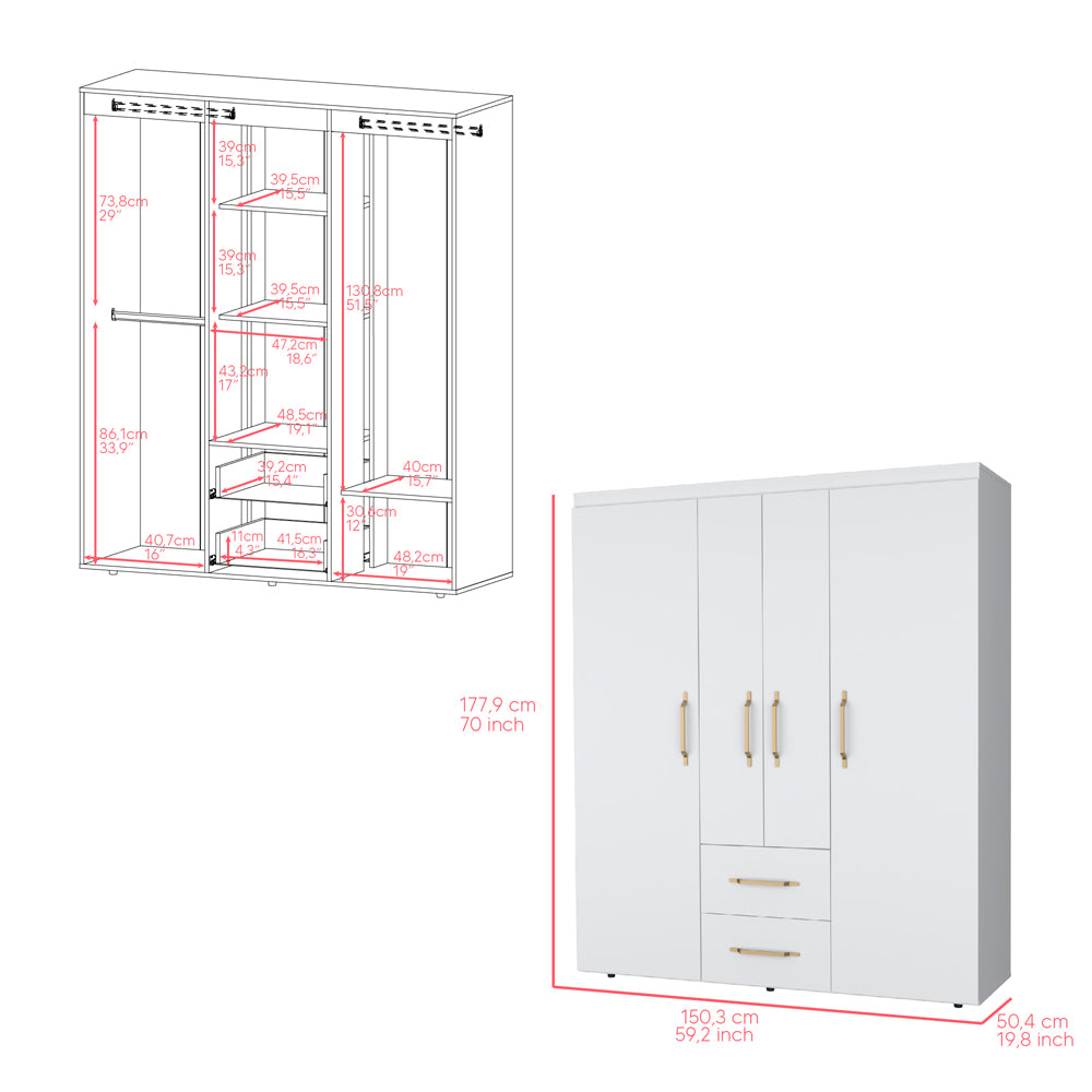 Armoire Elma, Bedroom, White White Particle Board Particle Board