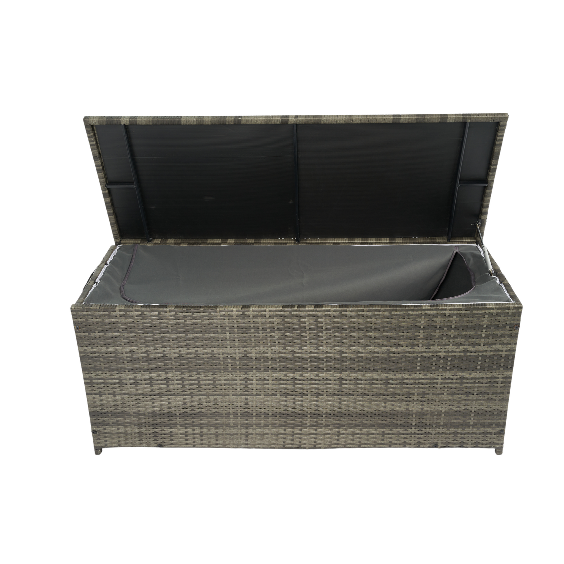 Outdoor Storage Box, 113 Gallon Wicker Patio Deck Boxes With Lid, Outdoor Cushion Storage For Kids Toys, Pillows, Towel Grey Wicker No Grey Rust Resistant Frame Mildew Resistant Cushion Garden & Outdoor Rattan Waterproof Fabric Metal