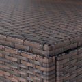 11 Piece Patio Wicker Conversation Set, 10 Seater Patio Sectional Set With 3 Storage Box Under Seat Brown Wicker White Cushion Yes Complete Patio Set Brown Rust Resistant Frame Mildew Resistant Cushion Garden & Outdoor Modern Complete Patio Sets Fiber