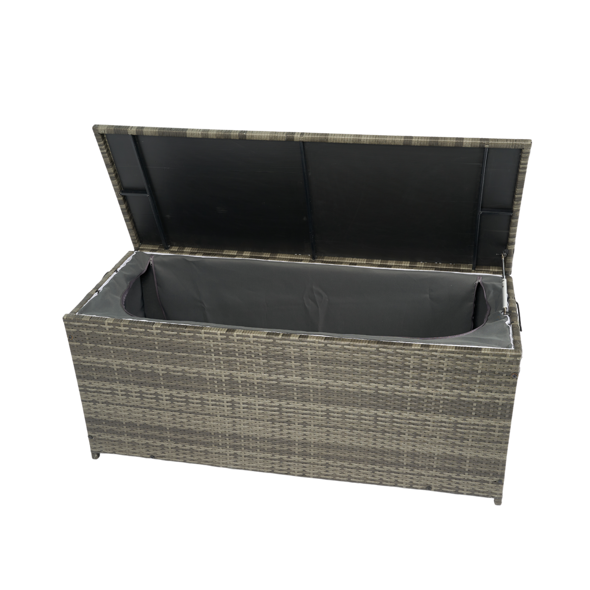 Outdoor Storage Box, 113 Gallon Wicker Patio Deck Boxes With Lid, Outdoor Cushion Storage For Kids Toys, Pillows, Towel Grey Wicker No Grey Rust Resistant Frame Mildew Resistant Cushion Garden & Outdoor Rattan Waterproof Fabric Metal