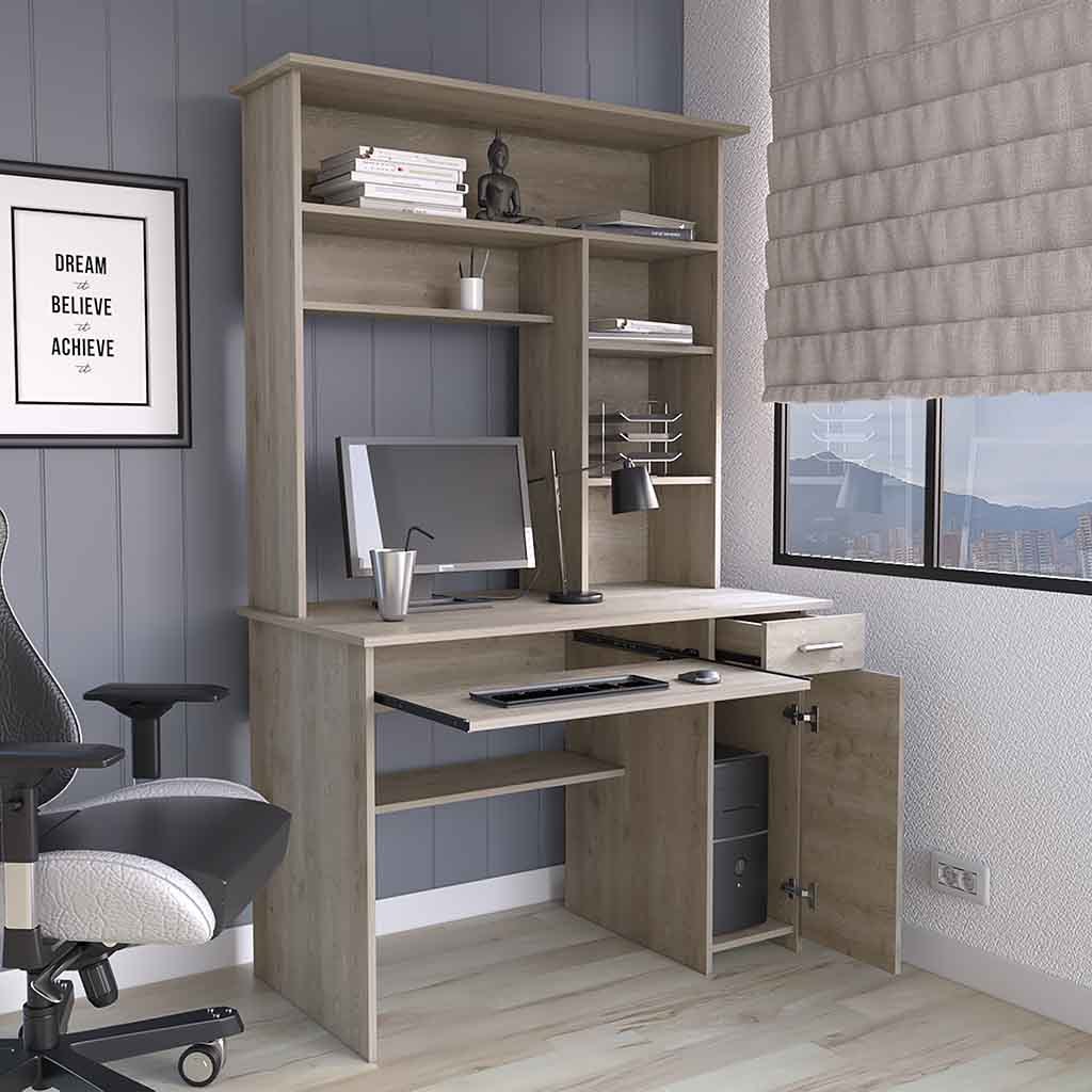 Computer Desk Acequia, Office, Light Gray Light Gray Particle Board Particle Board