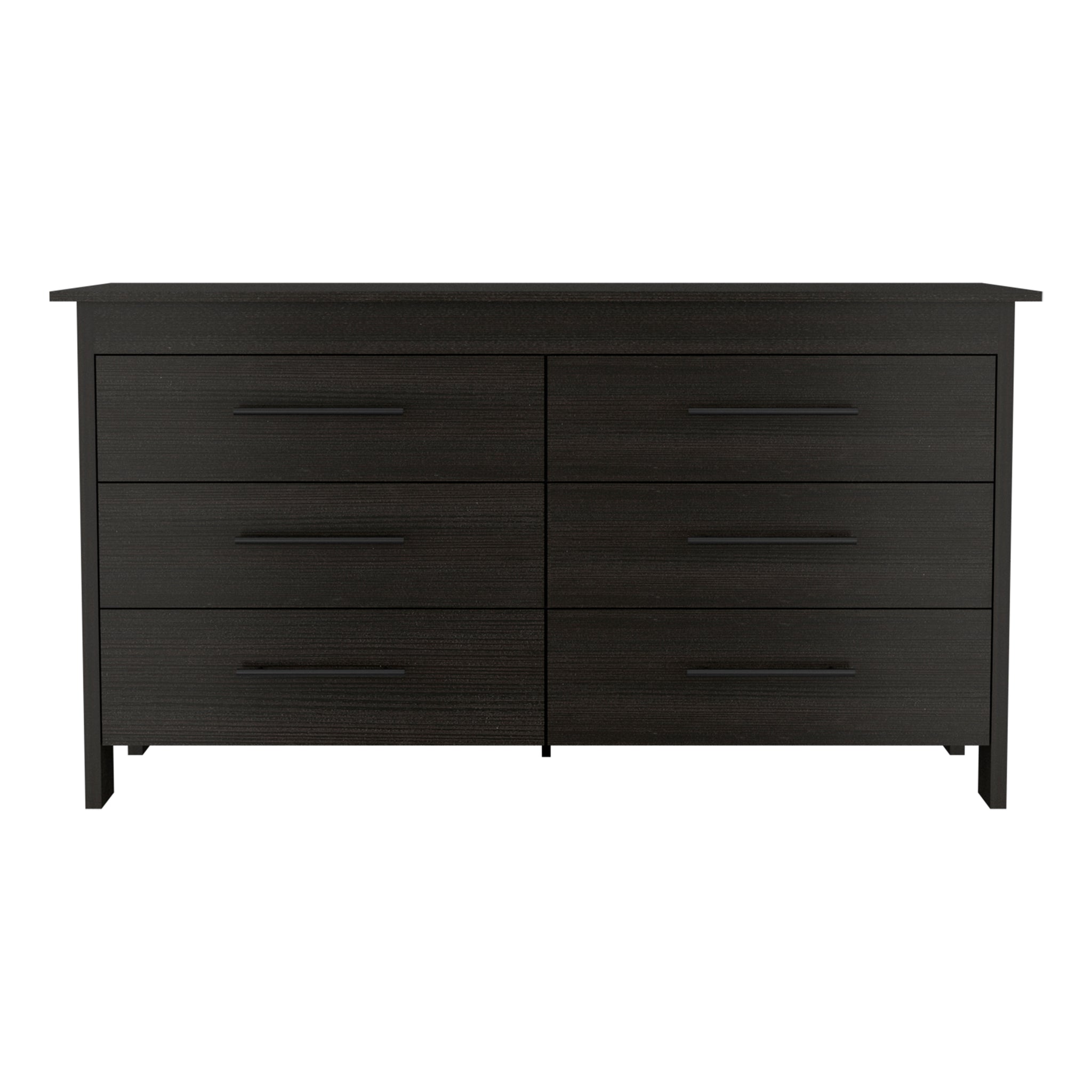 6 Drawer Double Dresser Wezz, Bedroom, Black Black Particle Board Particle Board