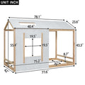 Twin Size House Platform With Roof And Windowwhite Natural Box Spring Not Required Twin Natural White Wood Bedroom Pine