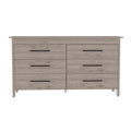 6 Drawer Double Dresser Wezz, Bedroom, Light Gray Light Gray Particle Board Particle Board