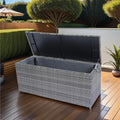 Outdoor Storage Box, 113 Gallon Wicker Patio Deck Boxes With Lid, Outdoor Cushion Storage For Kids Toys, Pillows, Towel Grey Wicker No Grey Rust Resistant Frame Mildew Resistant Cushion Garden & Outdoor Rattan Waterproof Fabric Metal