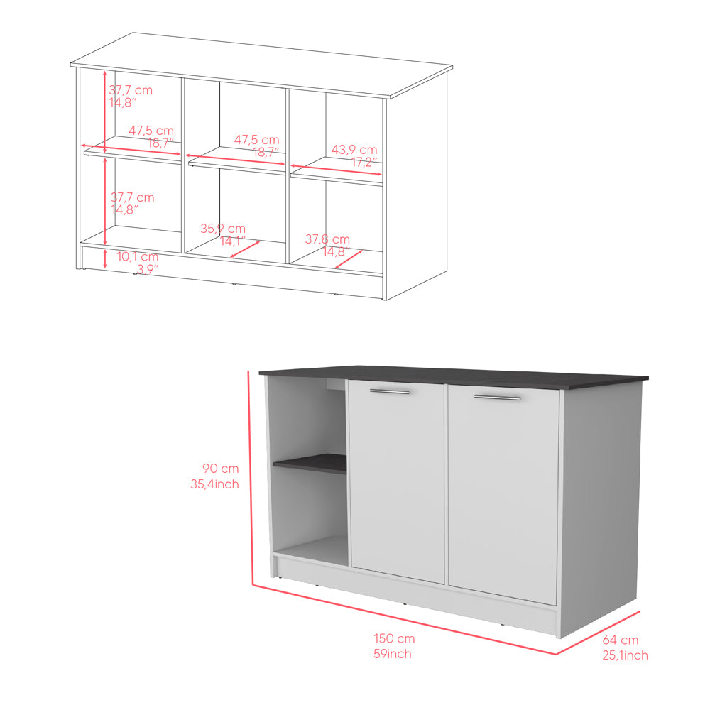 Kitchen Island Padua, Kitchen, White Onyx Multicolor Particle Board Particle Board