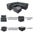 6 Pieces Pe Rattan Sectional Outdoor Furniture Cushioned Sofa Set With 3 Storage Under Seat Black Wicker Dark Grey Cushion Yes Complete Patio Set Black Rust Resistant Frame Mildew Resistant Cushion Garden & Outdoor Modern Complete Patio Sets Fiber Foam