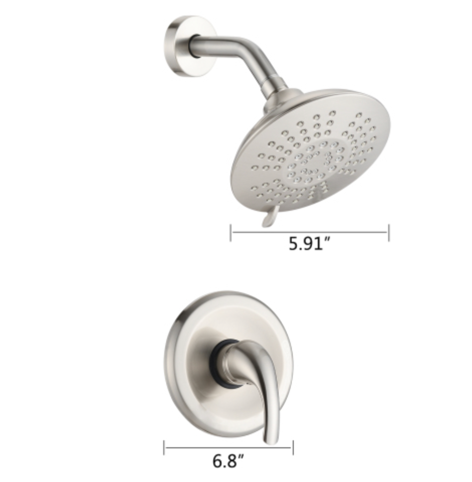 Brushed Nickel Single Handle 5 Functions Shower Head Set Brushed Nickel Stainless Steel