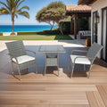 3 Piece Patio Wicker Conversation Set Grey Wicker White Cushion Yes Sectional Grey Rust Resistant Frame Mildew Resistant Cushion Garden & Outdoor Modern 2 Person Seating Group Fiber Foam Pads Rattan Metal