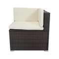 11 Piece Patio Wicker Conversation Set, 10 Seater Patio Sectional Set With 3 Storage Box Under Seat Brown Wicker White Cushion Yes Complete Patio Set Brown Rust Resistant Frame Mildew Resistant Cushion Garden & Outdoor Modern Complete Patio Sets Fiber