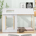 Twin Size House Platform With Roof And Windowwhite Natural Box Spring Not Required Twin Natural White Wood Bedroom Pine