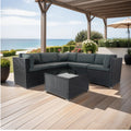 6 Pieces Pe Rattan Sectional Outdoor Furniture Cushioned Sofa Set With 3 Storage Under Seat Black Wicker Dark Grey Cushion Yes Complete Patio Set Black Rust Resistant Frame Mildew Resistant Cushion Garden & Outdoor Modern Complete Patio Sets Fiber Foam