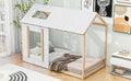 Twin Size House Platform With Roof And Windowwhite Natural Box Spring Not Required Twin Natural White Wood Bedroom Pine