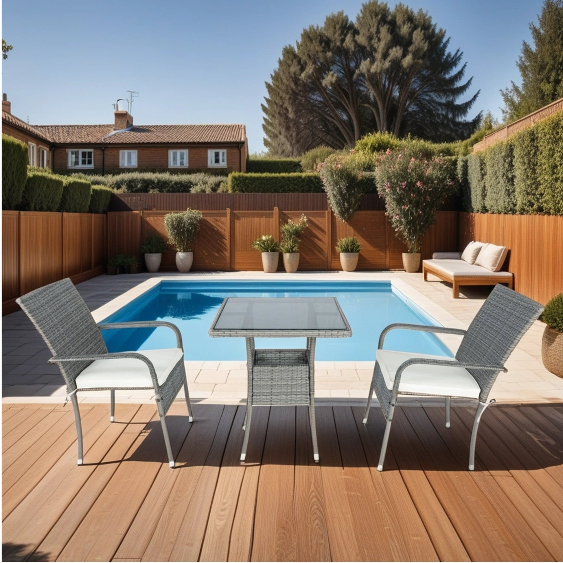 3 Piece Patio Wicker Conversation Set Grey Wicker White Cushion Yes Sectional Grey Rust Resistant Frame Mildew Resistant Cushion Garden & Outdoor Modern 2 Person Seating Group Fiber Foam Pads Rattan Metal