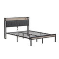 Queen Size Metal Platform Bed Frame With Upholstery Storage Function Headboardand Usb Liner And Footboardno Box Spring Needed, Large Under Bed Storage, Easy Assemble Beige Black Grey Mdf Metal