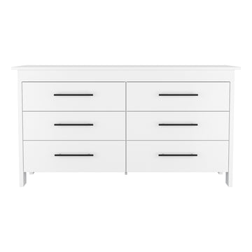 6 Drawer Double Dresser Wezz, Bedroom, White White Particle Board Particle Board