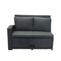 5 Piece Patio Wicker Outdoor Sectional Set 9 Seater Conversation Set With 3 Storage Under Seat Black Wicker Dark Grey Cushion Yes Complete Patio Set Black Rust Resistant Frame Mildew Resistant Cushion Garden & Outdoor Modern Complete Patio Sets Fiber