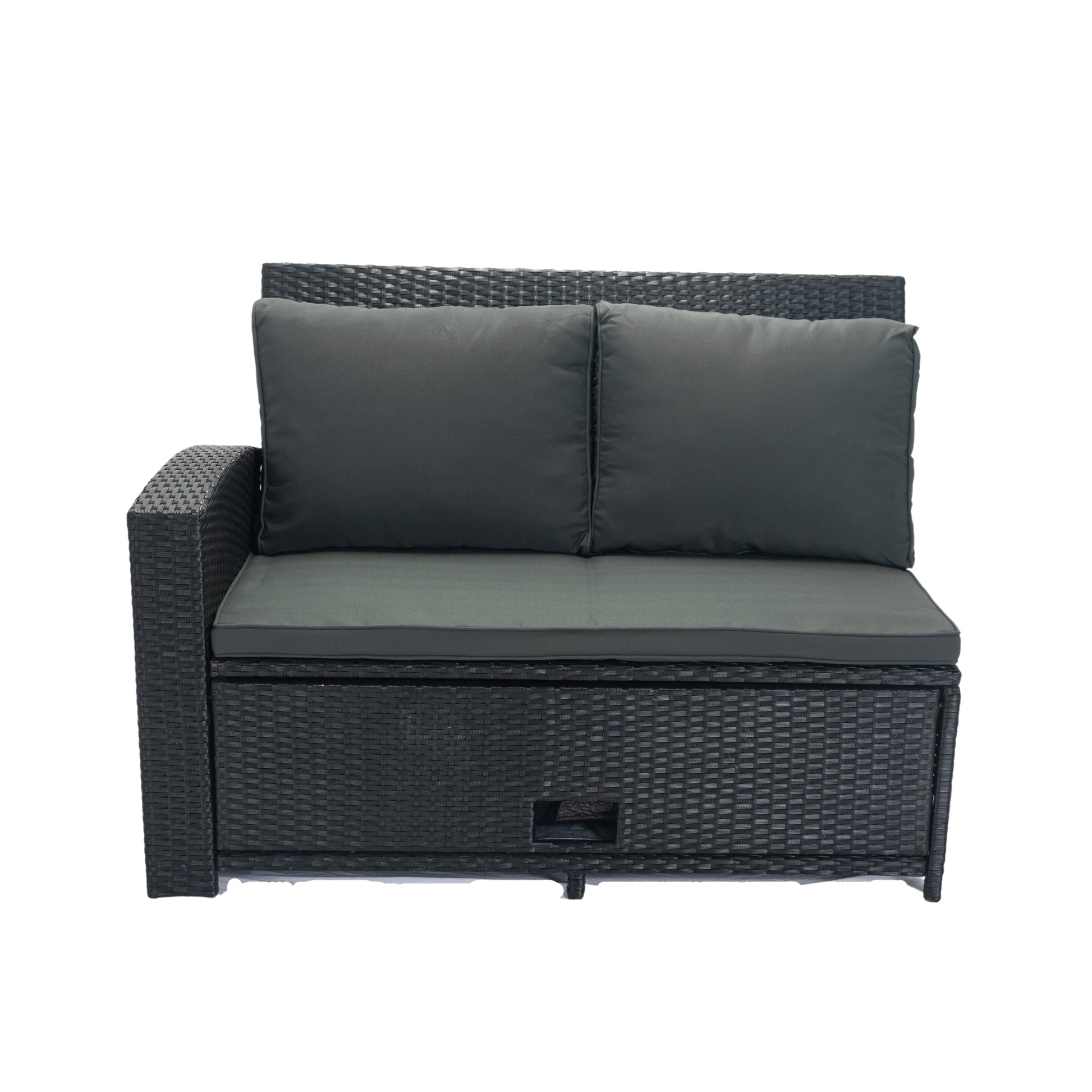 5 Piece Patio Wicker Outdoor Sectional Set 9 Seater Conversation Set With 3 Storage Under Seat Black Wicker Dark Grey Cushion Yes Complete Patio Set Black Rust Resistant Frame Mildew Resistant Cushion Garden & Outdoor Modern Complete Patio Sets Fiber