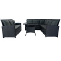 5 Piece Patio Wicker Outdoor Sectional Set 9 Seater Conversation Set With 3 Storage Under Seat Black Wicker Dark Grey Cushion Yes Complete Patio Set Black Rust Resistant Frame Mildew Resistant Cushion Garden & Outdoor Modern Complete Patio Sets Fiber