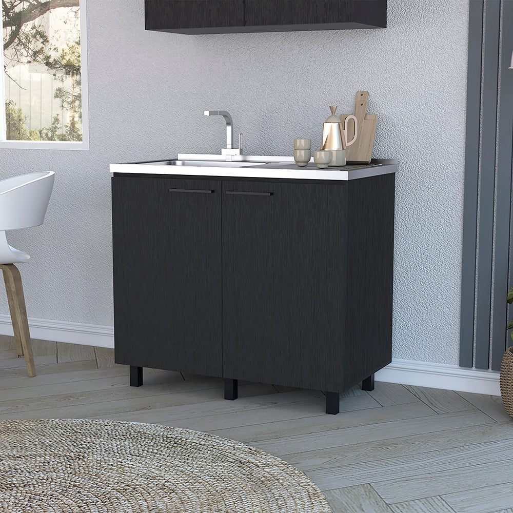 Utility Sink Cabinet Burwood, Kitchen, Black Black Particle Board Particle Board