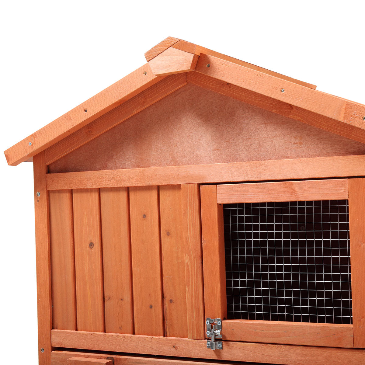 Large Wooden Rabbit Hutch Indoor And Outdoor Bunny Cage With A Removable Tray And A Waterproof Roof, Orange Red Orange Wood