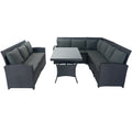 5 Piece Patio Wicker Outdoor Sectional Set 9 Seater Conversation Set With 3 Storage Under Seat Black Wicker Dark Grey Cushion Yes Complete Patio Set Black Rust Resistant Frame Mildew Resistant Cushion Garden & Outdoor Modern Complete Patio Sets Fiber