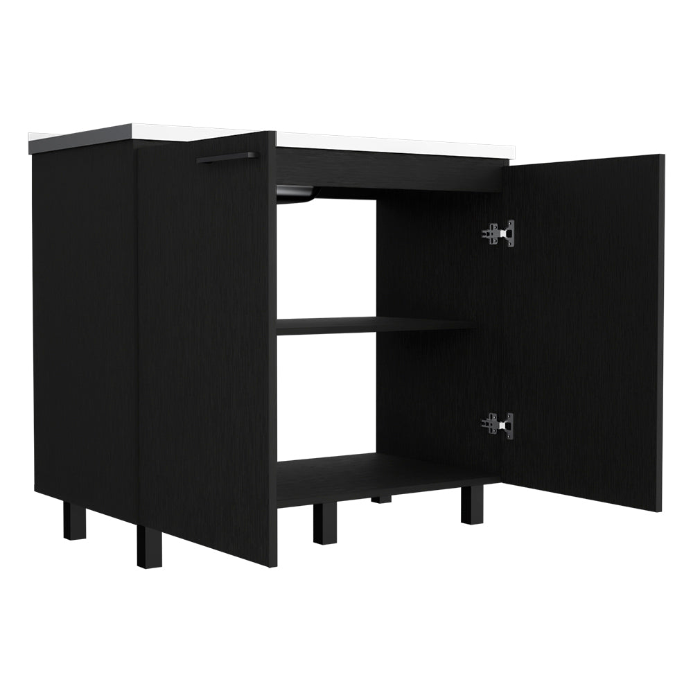 Utility Sink Cabinet Burwood, Kitchen, Black Black Particle Board Particle Board