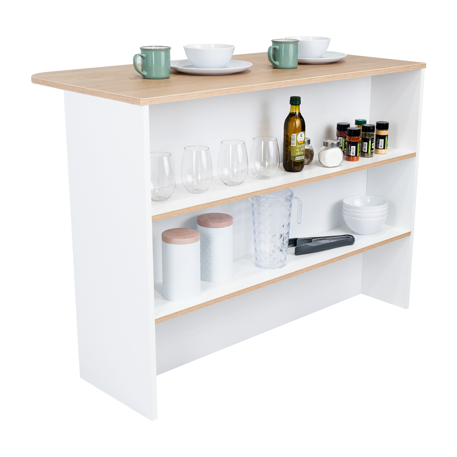 Kitchen Bar Dayton, Kitchen, White Light Pine Light Oak Particle Board Particle Board