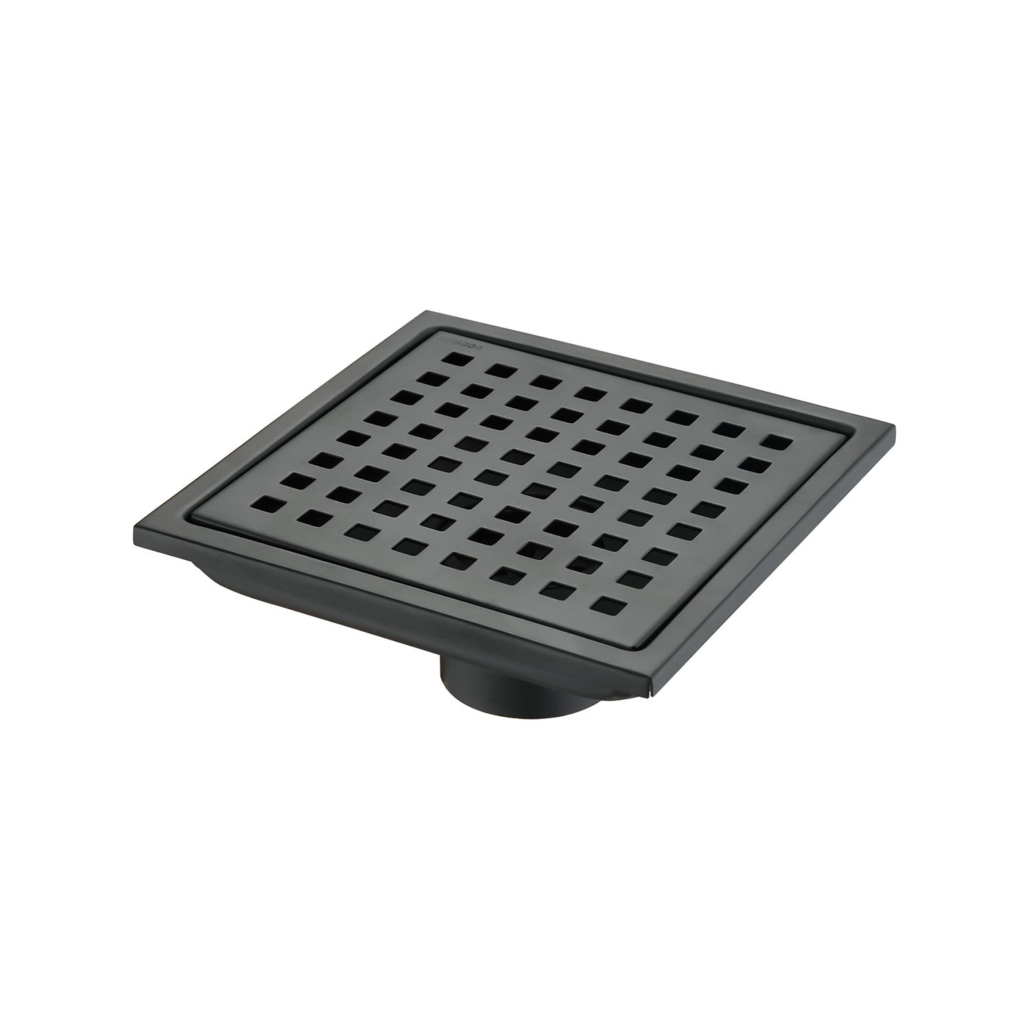 6 Inch Grid Shower Floor Drain Matte Black Stainless Steel