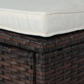 11 Piece Patio Wicker Conversation Set, 10 Seater Patio Sectional Set With 3 Storage Box Under Seat Brown Wicker White Cushion Yes Complete Patio Set Brown Rust Resistant Frame Mildew Resistant Cushion Garden & Outdoor Modern Complete Patio Sets Fiber