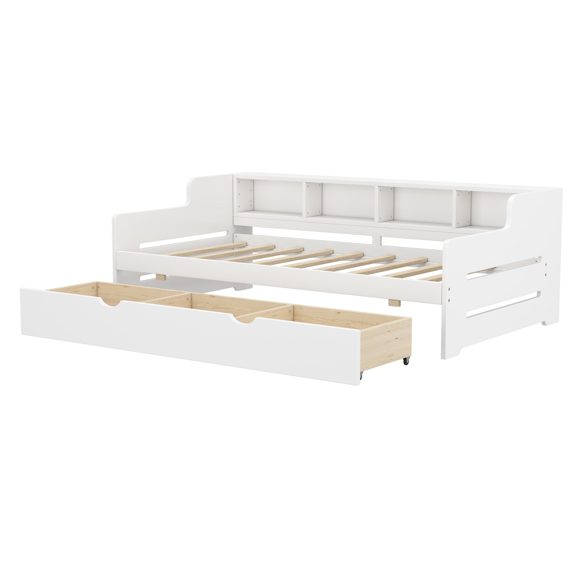 Twin Size Wooden Day Bed With 3 Trawers For Guest Room, Small Bedroom, Study Room, White Box Spring Not Required Twin White Wood White Pine Daybeds Solid Wood Mdf