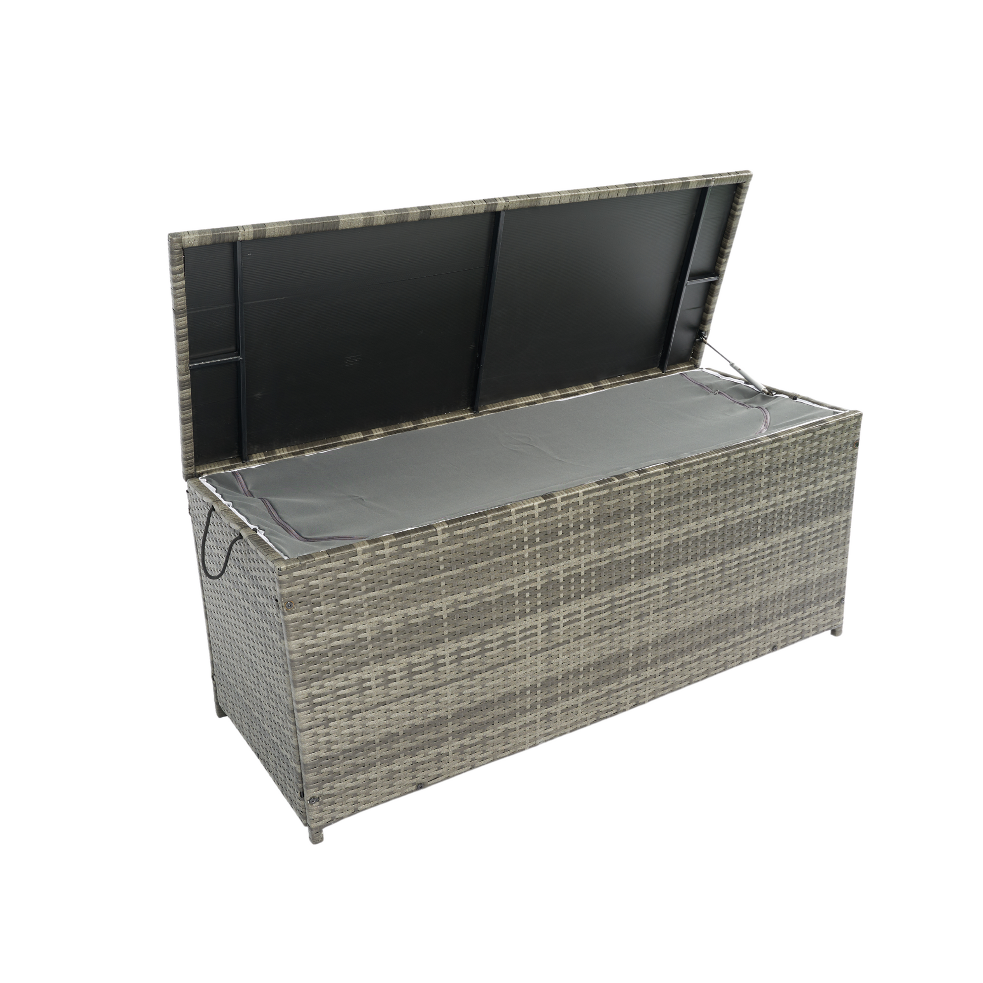 Outdoor Storage Box, 113 Gallon Wicker Patio Deck Boxes With Lid, Outdoor Cushion Storage For Kids Toys, Pillows, Towel Grey Wicker No Grey Rust Resistant Frame Mildew Resistant Cushion Garden & Outdoor Rattan Waterproof Fabric Metal
