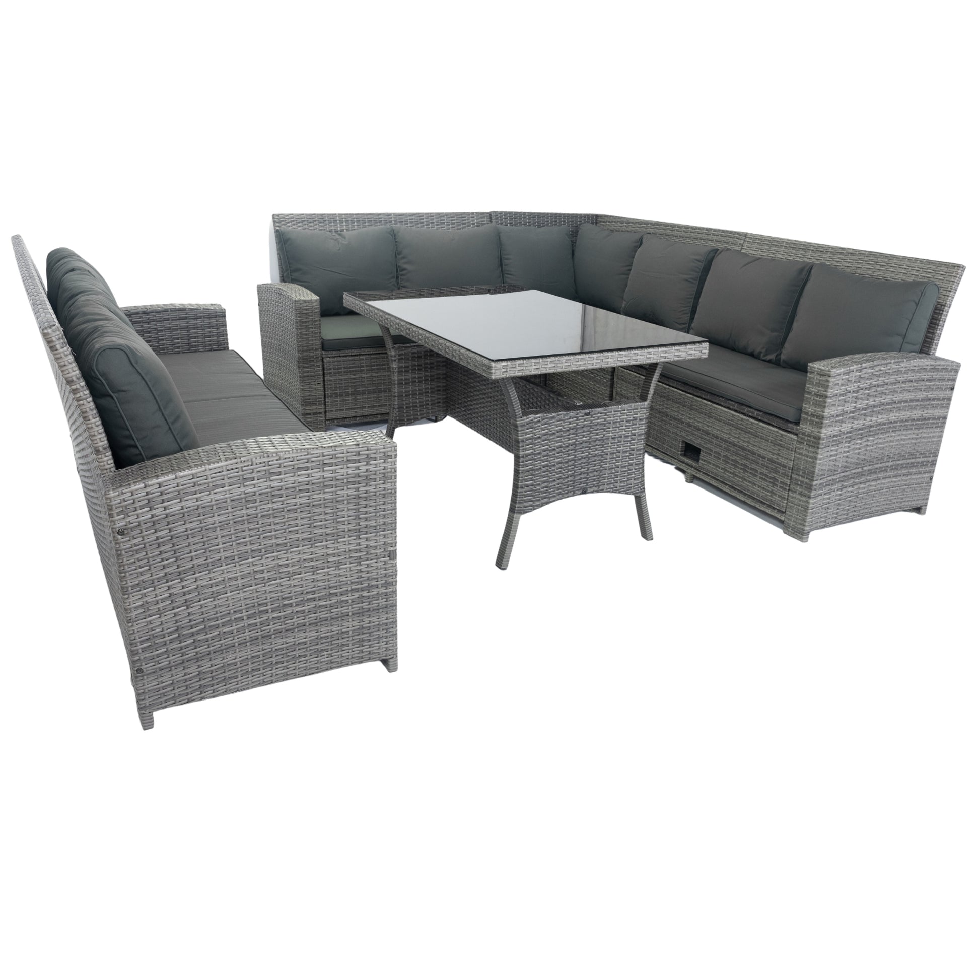 5 Piece Patio Wicker Outdoor Sectional Set 9 Seater Conversation Set With 3 Storage Under Seat Grey Wicker Dark Grey Cushion Yes Complete Patio Set Grey Rust Resistant Frame Mildew Resistant Cushion Garden & Outdoor Modern Complete Patio Sets Fiber Foam