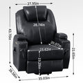 Up To 350Lbs Okin Motor Power Lift Recliner Chair For Elderly, Heavy Duty Motion Mechanism With 8 Point Vibration Massage And Lumbar Heating, Two Cup Holders And Usb Charge Port, Black White Metal Primary Living Space Heavy Duty Pine Black Faux Leather