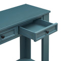 Console Table Sofa Table With Storage Drawers And Bottom Shelf For Entryway Hallway Dark Blue Dark Blue Solid Wood