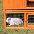 Large Wooden Rabbit Hutch Indoor And Outdoor Bunny Cage With A Removable Tray And A Waterproof Roof, Orange Red Orange Wood