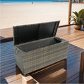 Outdoor Storage Box, 113 Gallon Wicker Patio Deck Boxes With Lid, Outdoor Cushion Storage For Kids Toys, Pillows, Towel Grey Wicker No Grey Rust Resistant Frame Mildew Resistant Cushion Garden & Outdoor Rattan Waterproof Fabric Metal