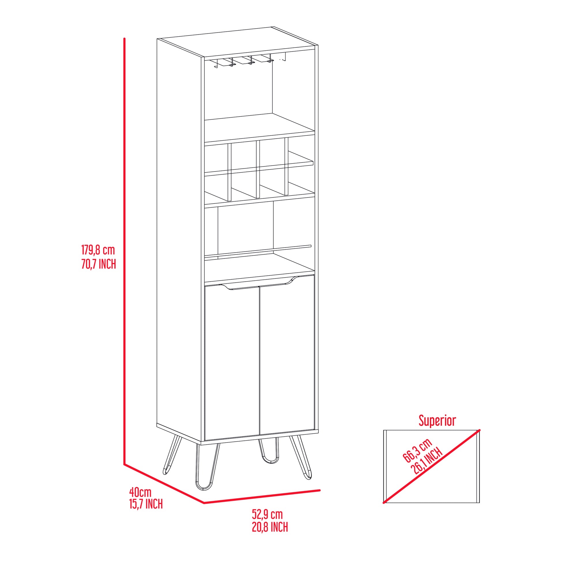 H Bar Cabinet Silhill, Living Room, Black Black Particle Board Particle Board