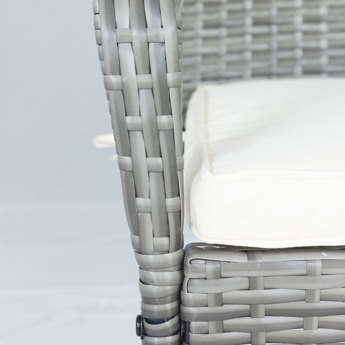 3 Piece Patio Wicker Conversation Set Grey Wicker White Cushion Yes Sectional Grey Rust Resistant Frame Mildew Resistant Cushion Garden & Outdoor Modern 2 Person Seating Group Fiber Foam Pads Rattan Metal