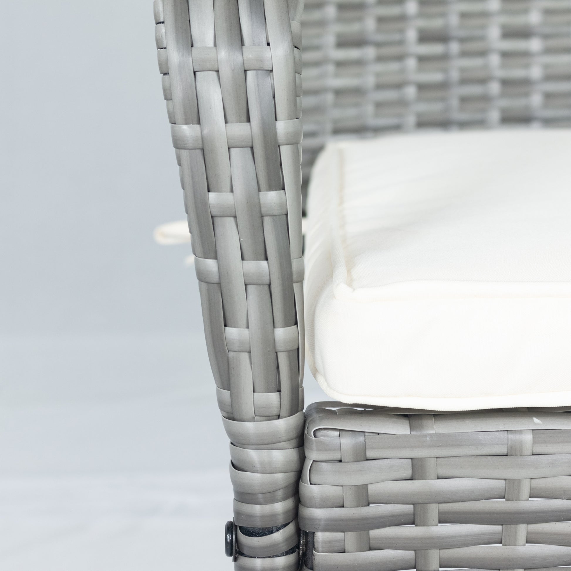 3 Piece Patio Wicker Conversation Set Grey Wicker White Cushion Yes Sectional Grey Rust Resistant Frame Mildew Resistant Cushion Garden & Outdoor Modern 2 Person Seating Group Fiber Foam Pads Rattan Metal